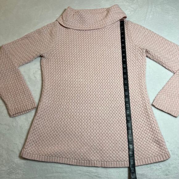 Dana Buchman Cowl Neck Basket Weave Knit Sweater Size Medium Cozy Casual Girly - Picture 7 of 7